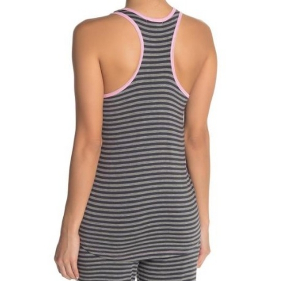 PJ Salvage Tank Lounge Embroider Rainbow Racer Back Pink Grey Black Stripe M NWT - Picture 5 of 8
